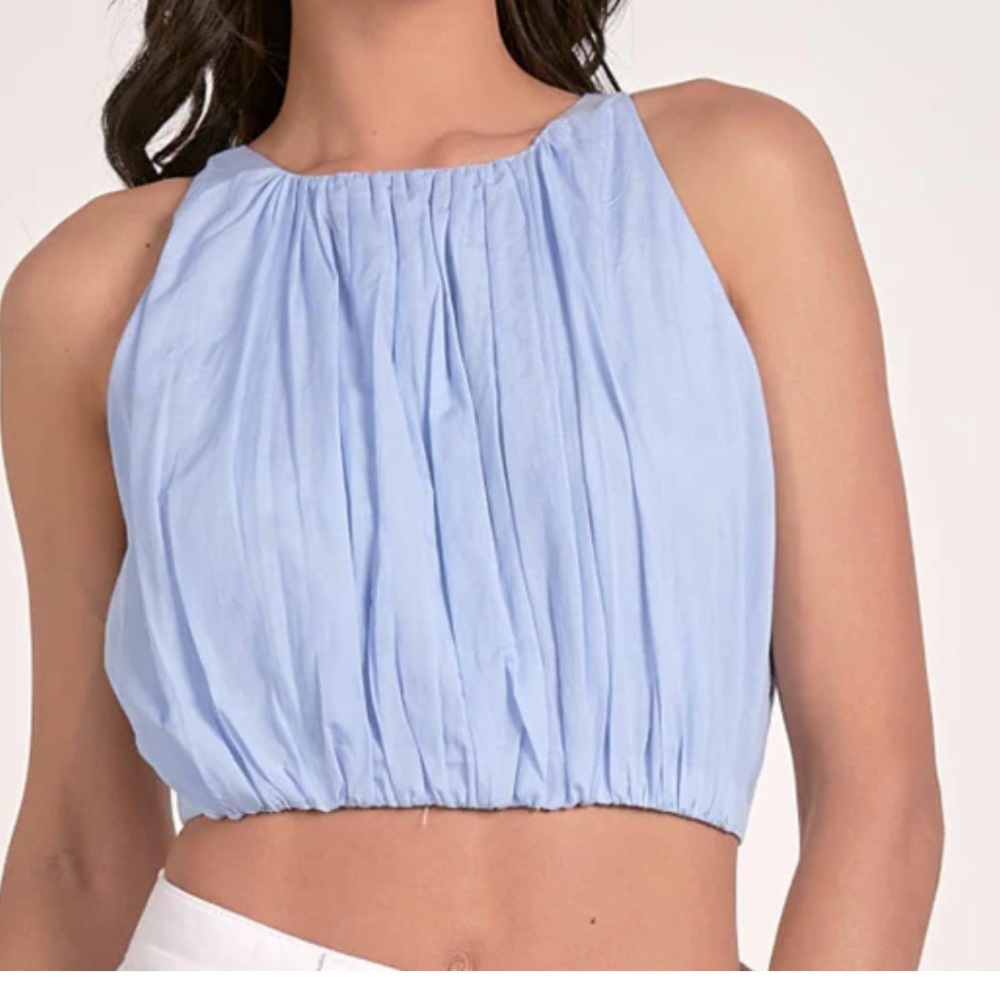Elan Light Blue Sleeveless Crop Top Size L